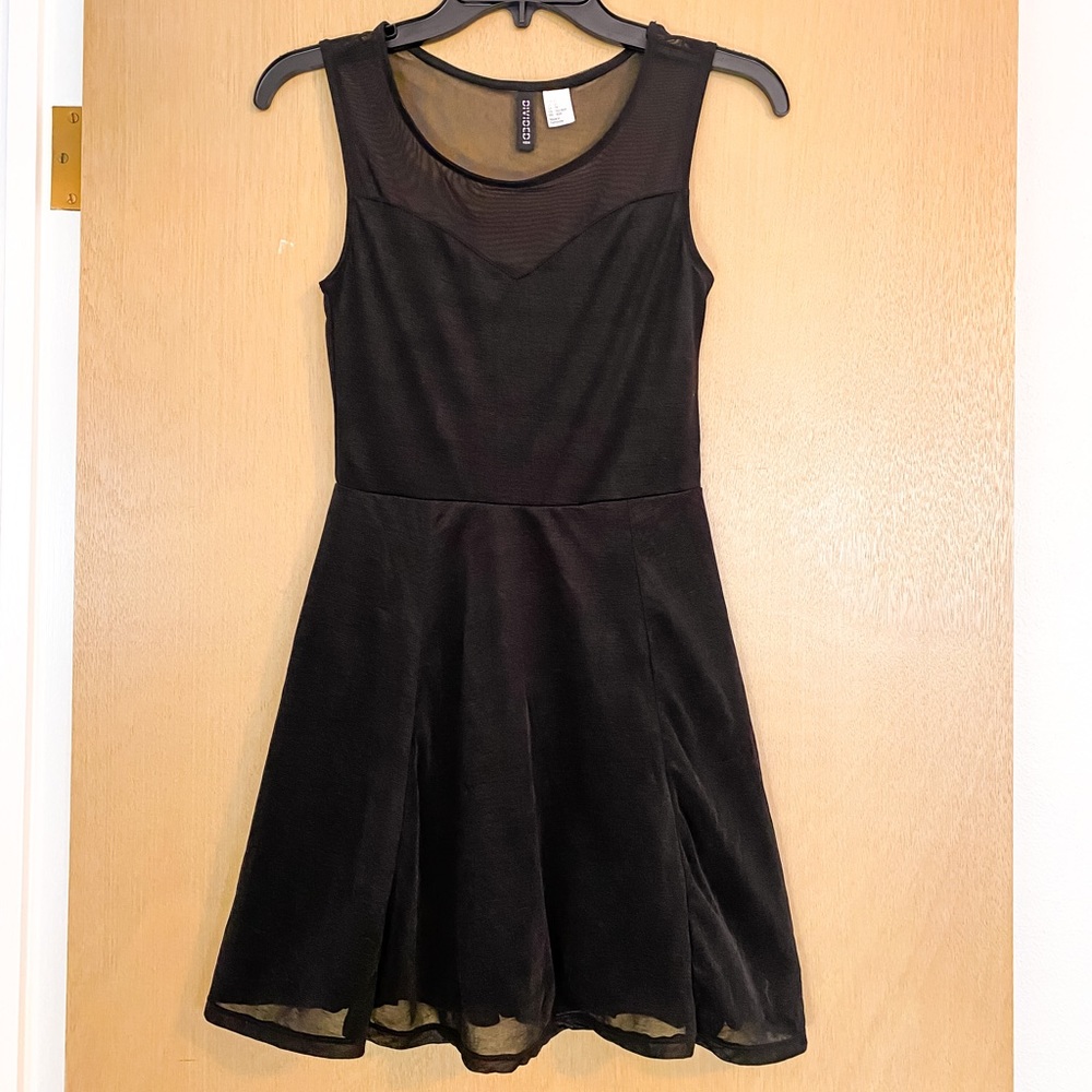 Divided by H&M Black Mesh Sweetheart Neckline Mini Cocktail Dress - Size XS